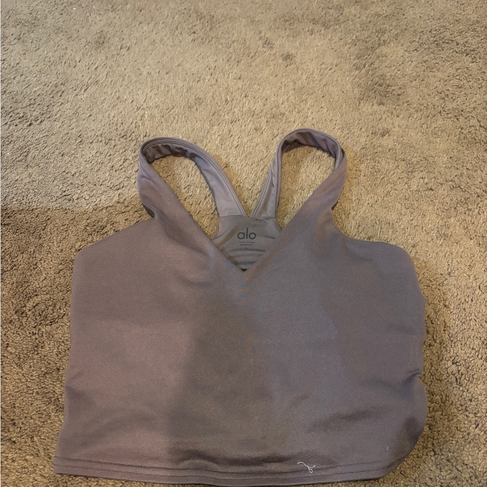 ALO Yoga Mauve-Light Purple V-Neck Sports Bra Tank